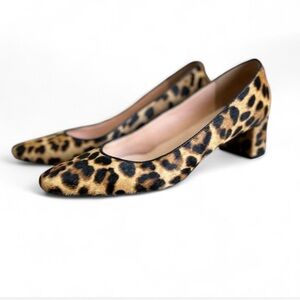 J.Crew Leopard Pony Hair Block Heel Celia Pumps Leather All Day Wear Shoes 9*